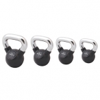 Kettlebell de cautxu amb mneg cromat 16 Kg